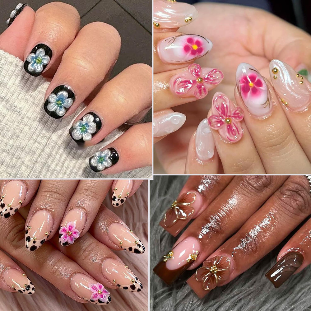 Fcozpjk finished 3D nail sculpture on model hand showcasing durable ornate design