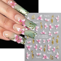 Fcozpjk French tip nail with cherry blossom accent for elegant detail