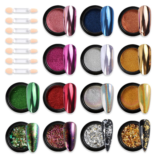 Fcozpjk front packaging showing full chrome powder set and included brushes for easy identification