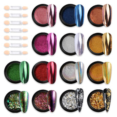 Fcozpjk front packaging showing full chrome powder set and included brushes for easy identification