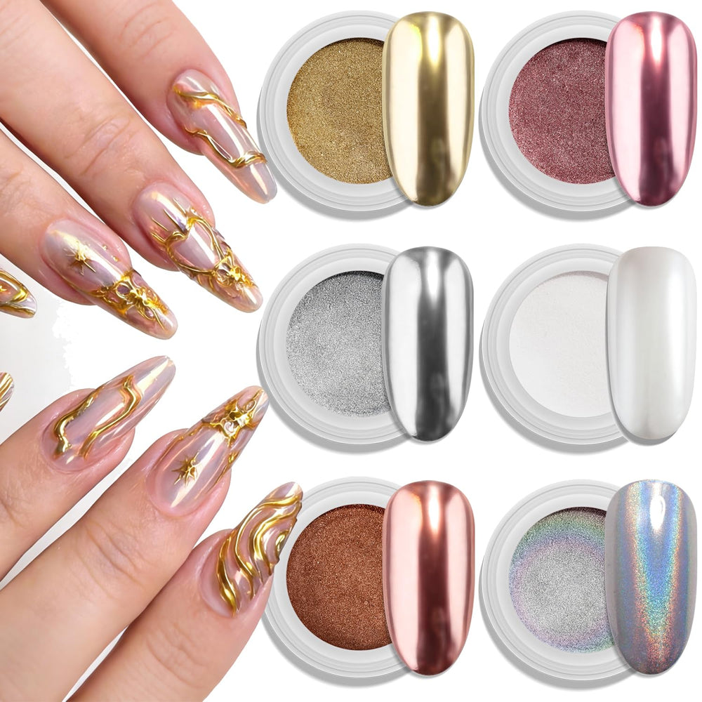 Fcozpjk front packaging showing six chrome powder boxes and benefits for variety