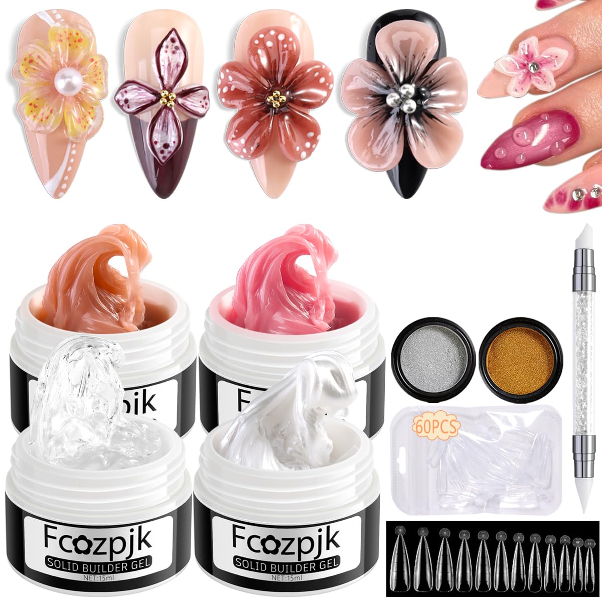 Fcozpjk kit front packaging showing four builder gel bottles and tools for easy setup