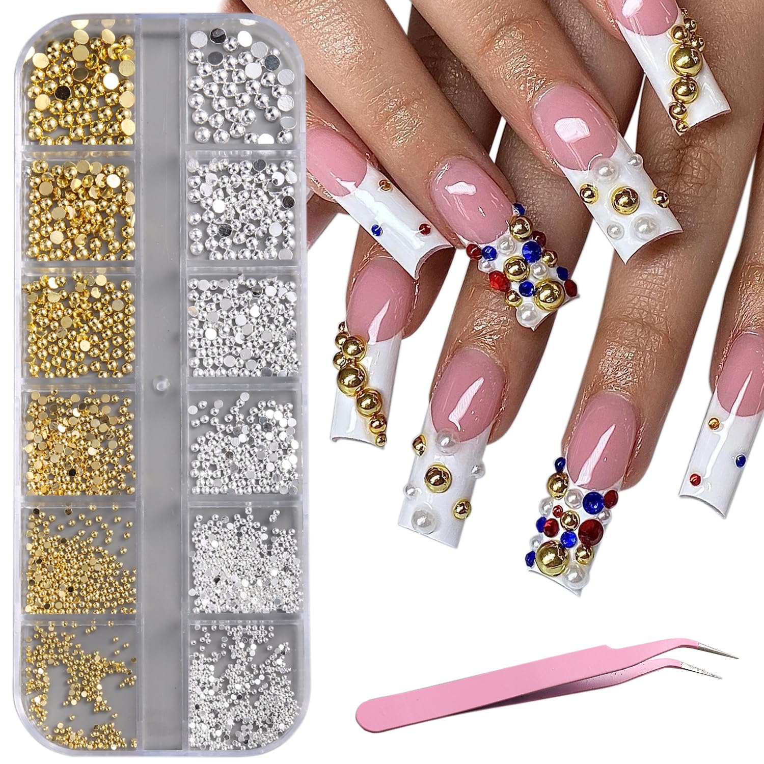 Fcozpjk front packaging showing mixed gold and silver bead kit for neat storage