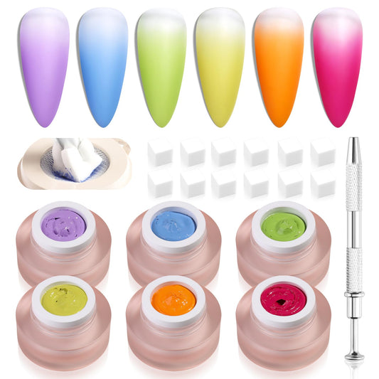 Fcozpjk front packaging showing six neon gel bottles and kit contents for quick setup