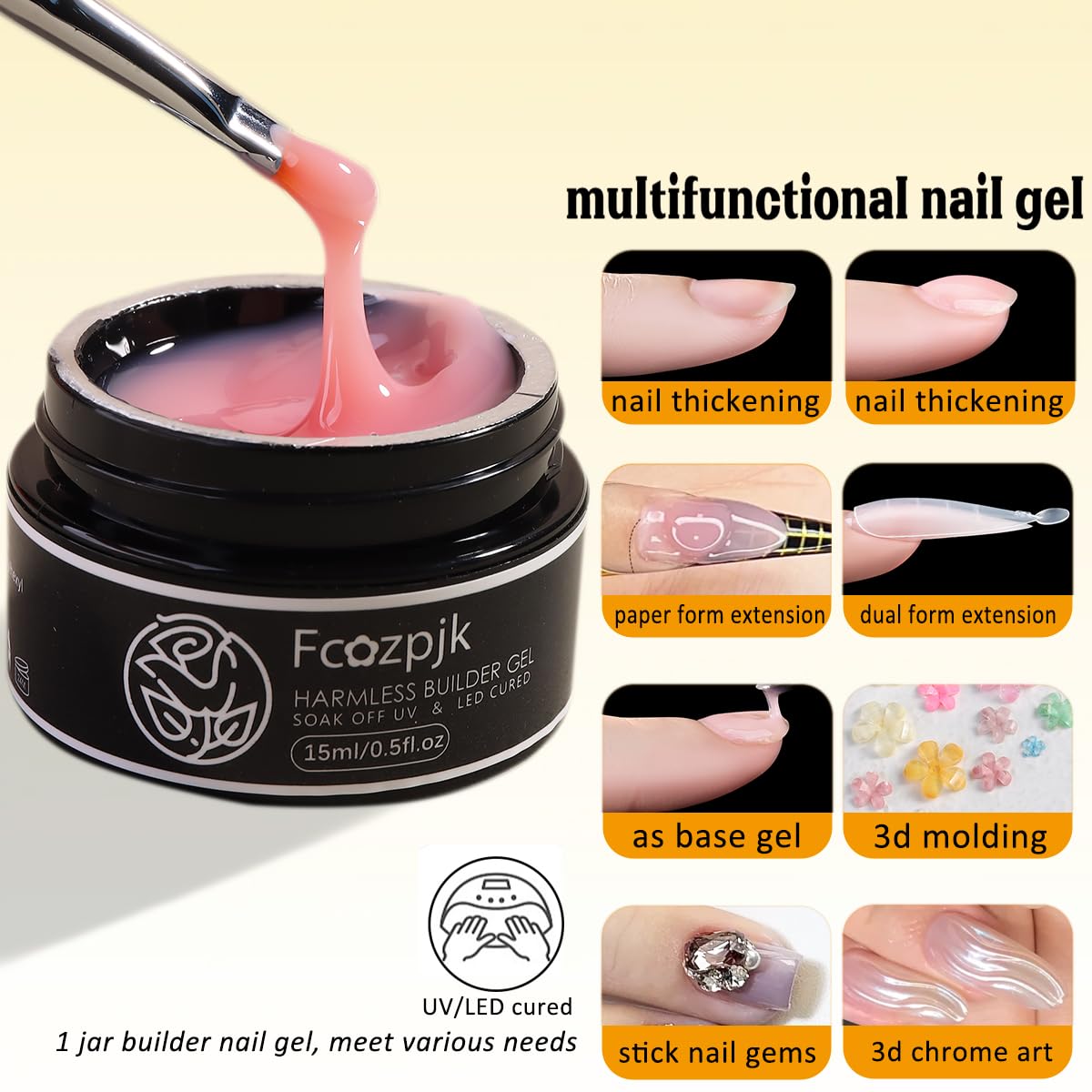 Fcozpjk milky white gel texture swatch illustrating smooth, natural-looking finish