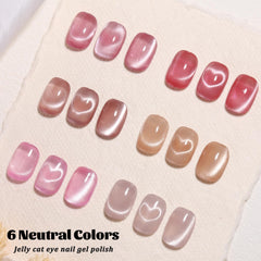 Fcozpjk open bottles array with six sheer jelly colors, shows color range benefit