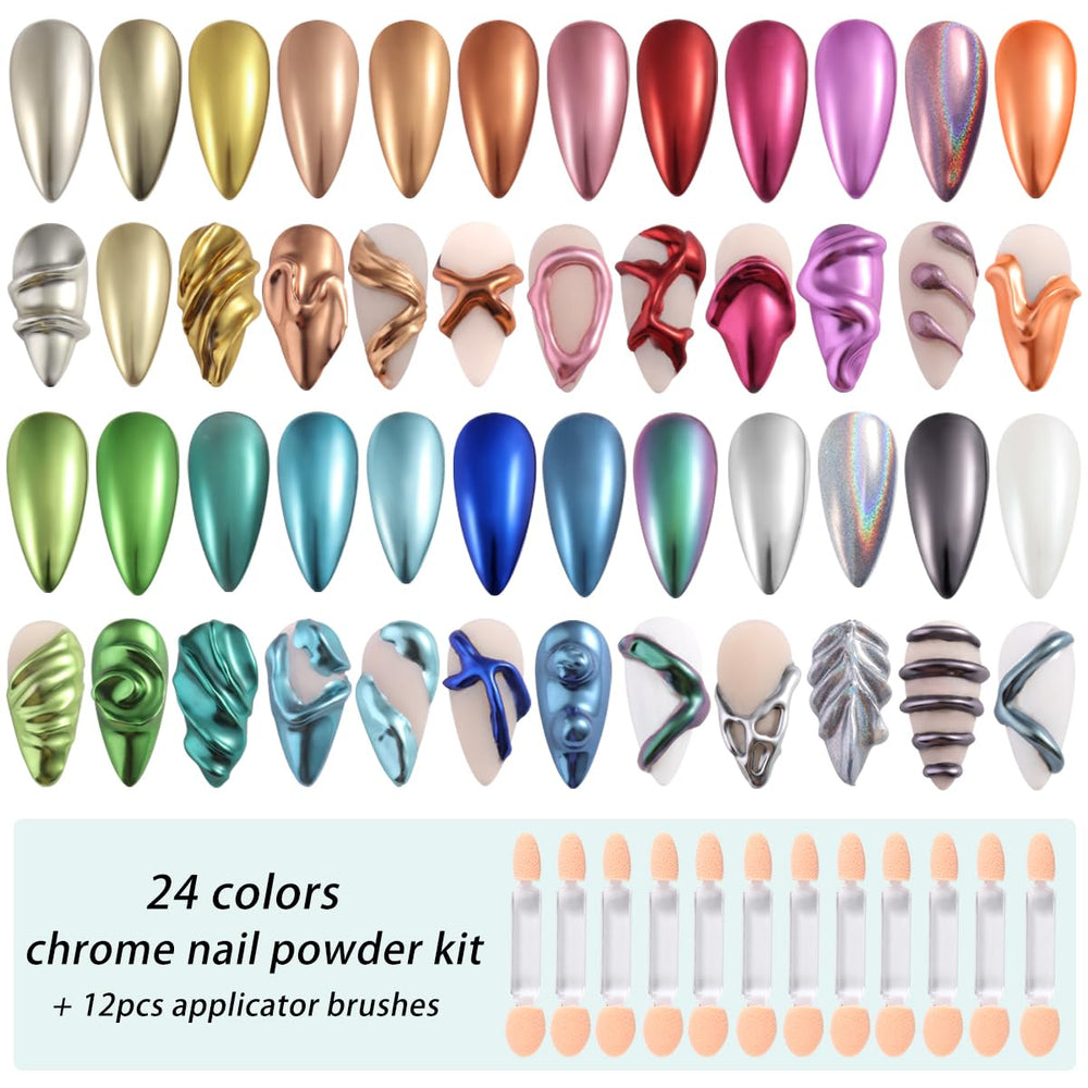 Fcozpjk open tins array displaying colorful pigments to create metallic nail looks