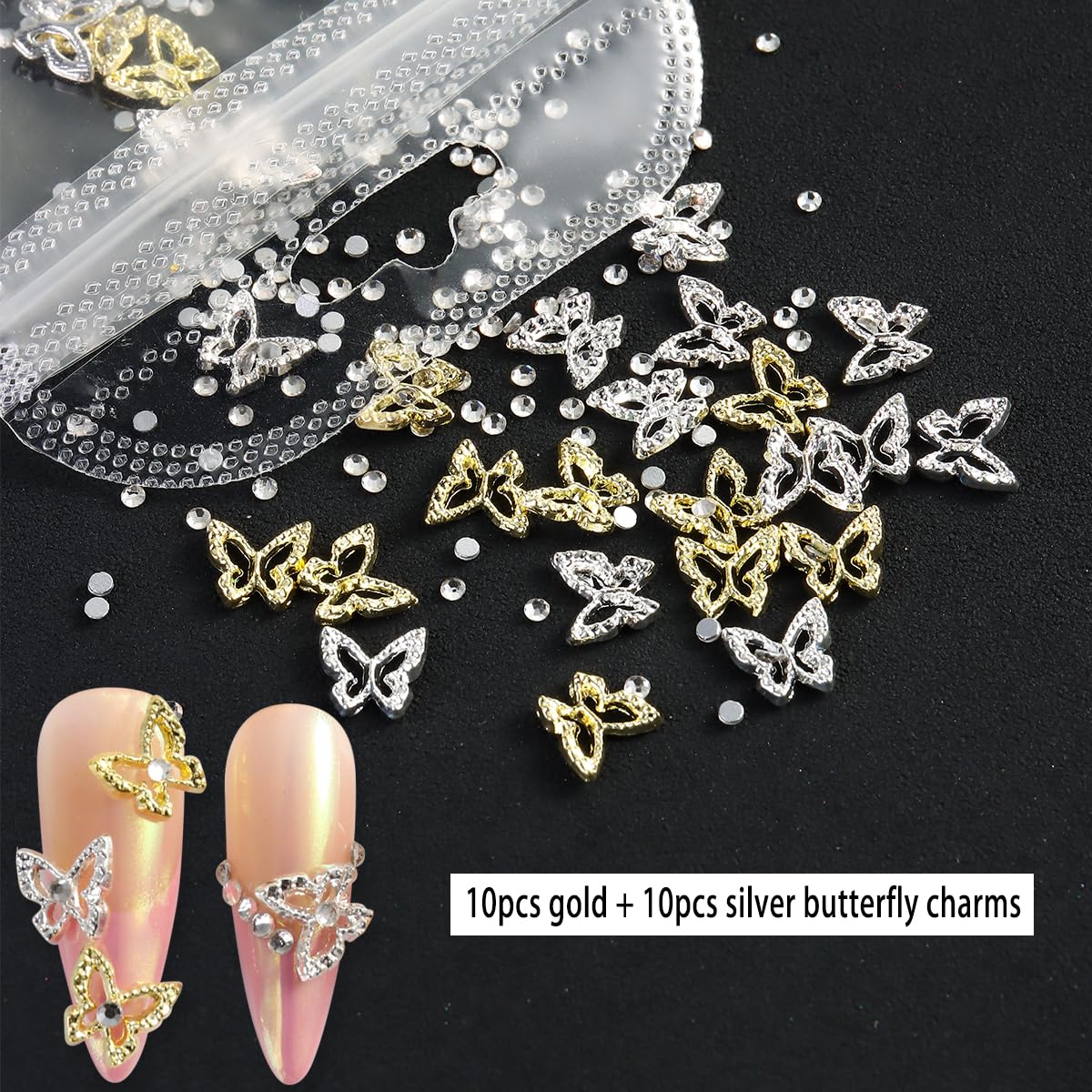 Fcozpjk charms next to a coin for scale showing small size ideal for nail art