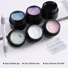Fcozpjk six bottles arranged to show color range and shimmer for creative nail designs