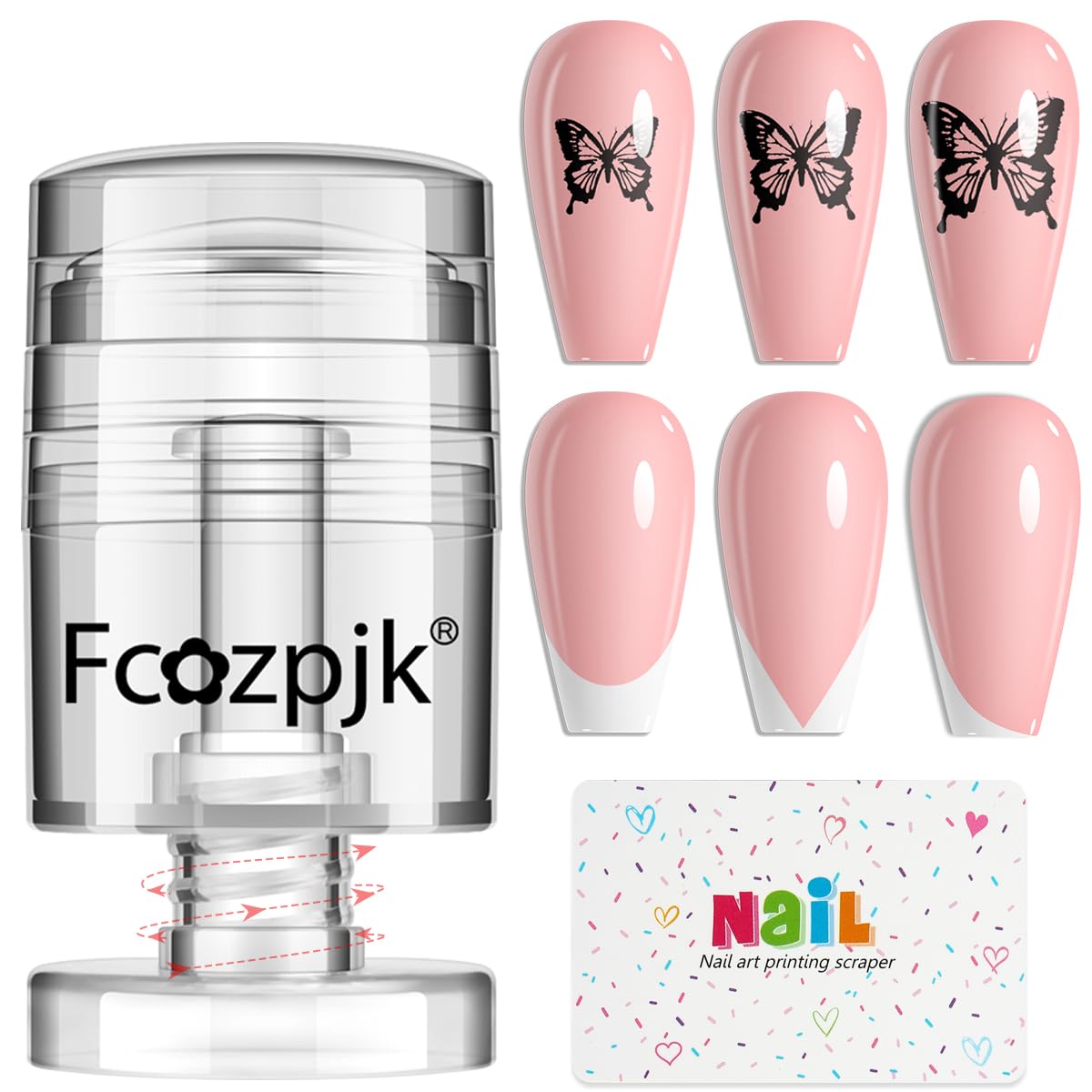 Fcozpjk clear stamper front view showing transparent head and base for precise alignment