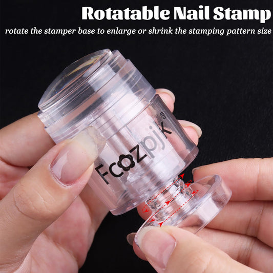 Fcozpjk rotating base detail demonstrating adjustable pattern size for versatile stamping