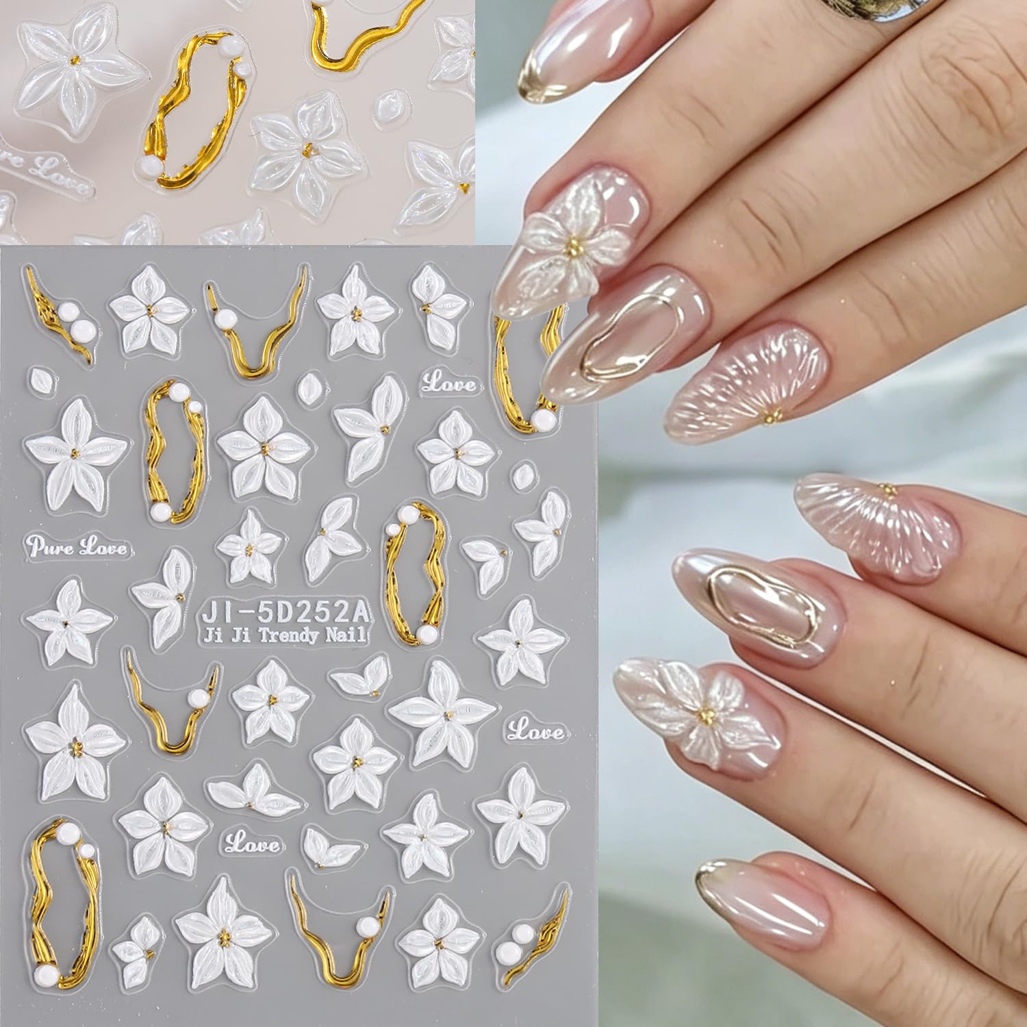 Fcozpjk stickers on press-on nails illustrating quick salon-ready results