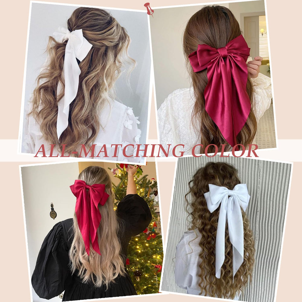 FDBJulyy clip worn in half-up hairstyle adding an elegant bow accent