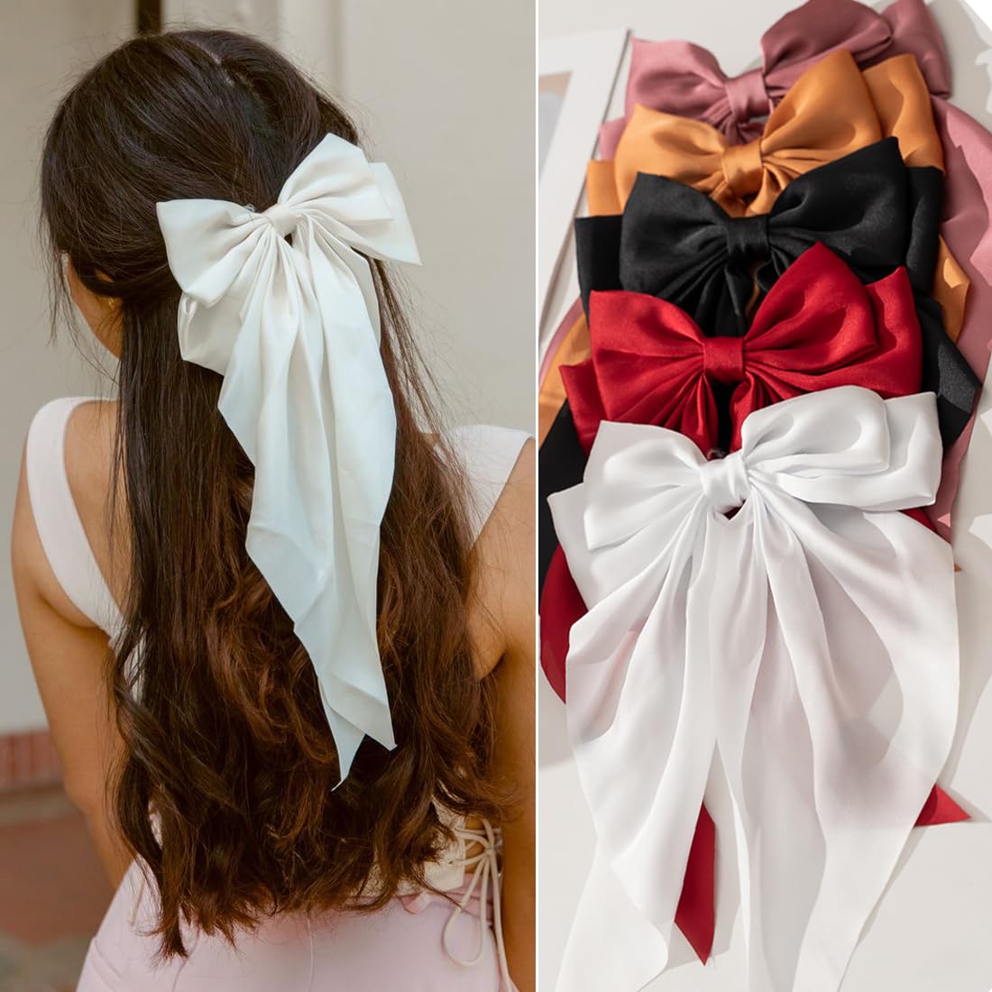 FDBJulyy bow clip worn with evening outfit adding refined finishing touch