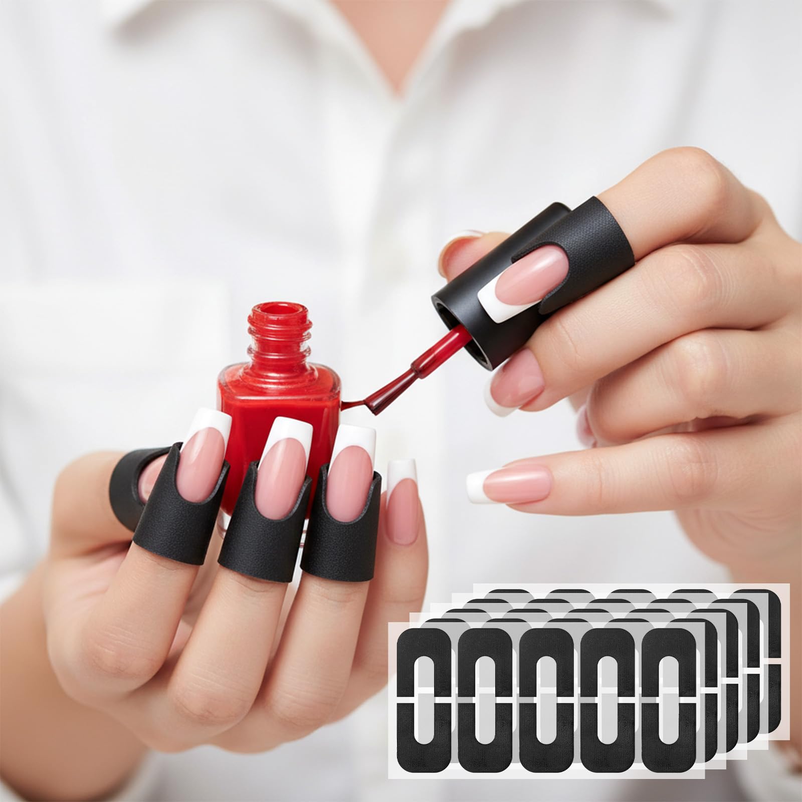FdcZeyxior guard applied to finger during nail art to prevent polish mess
