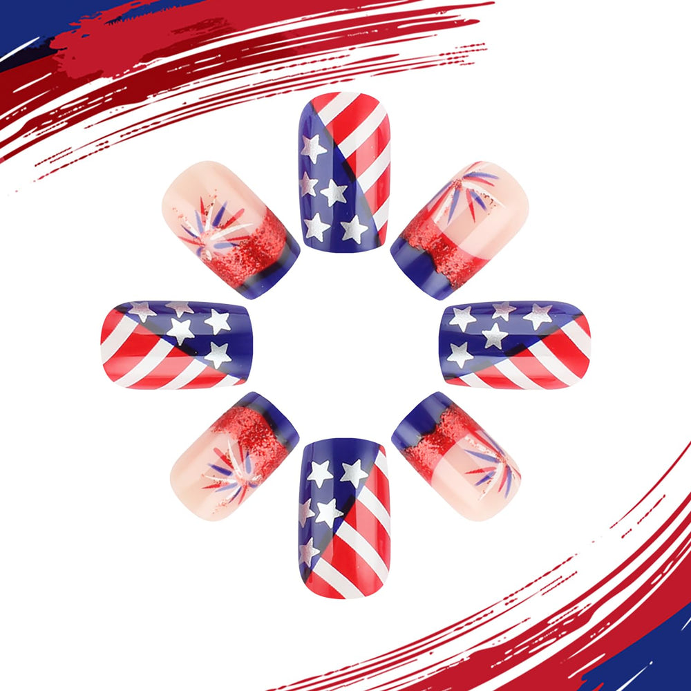FDSQHSA American flag nail designs displayed for bold festive style