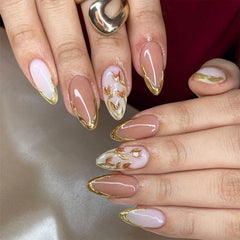 FDSQHSA front packaging showing almond nails and included accessories for easy application