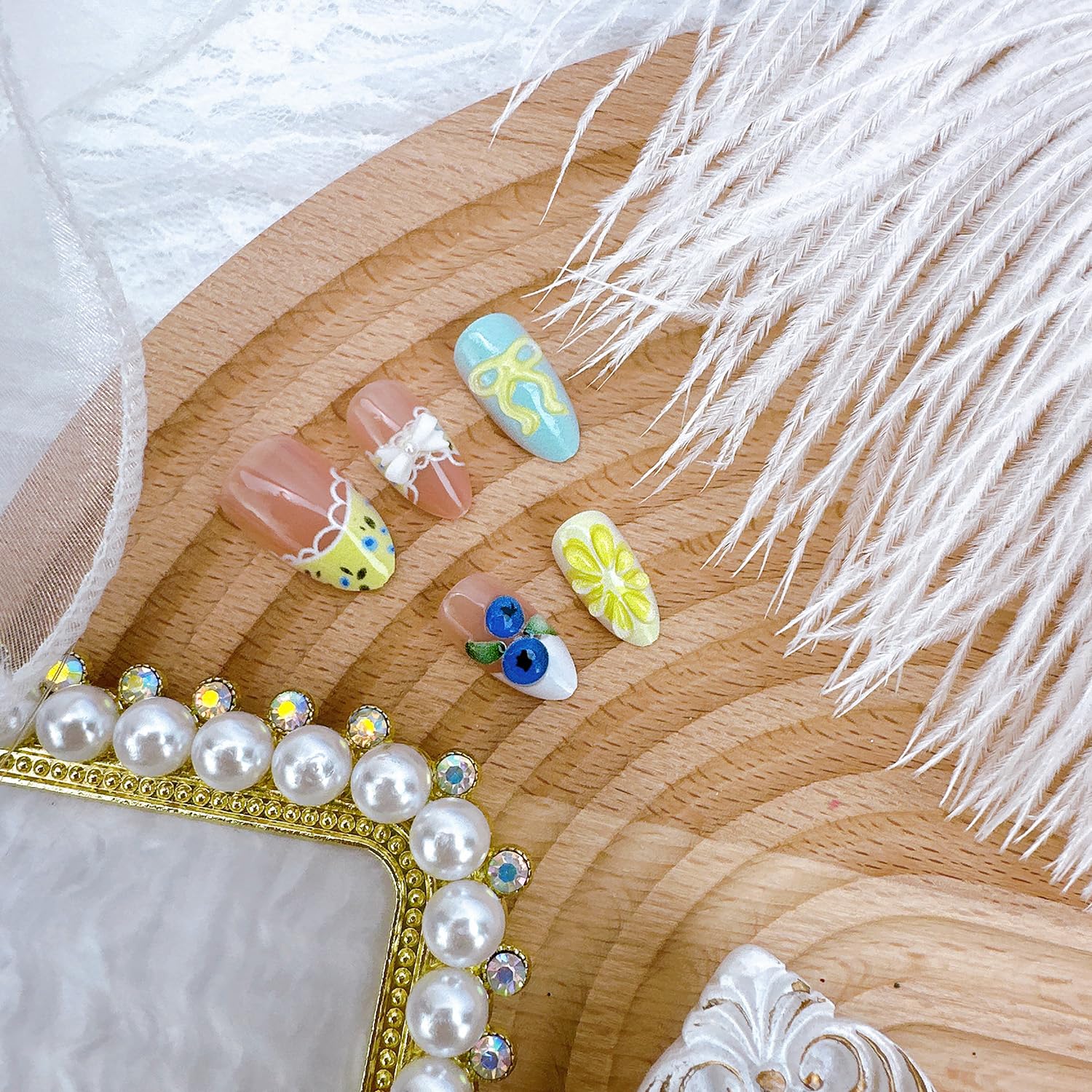 FDSQHSA grouped nails with lemon and blueberry motifs for playful style