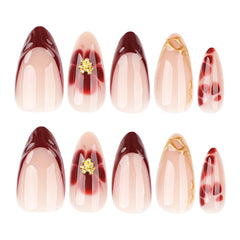 FDSQHSA red flower nail design offering delicate floral flair