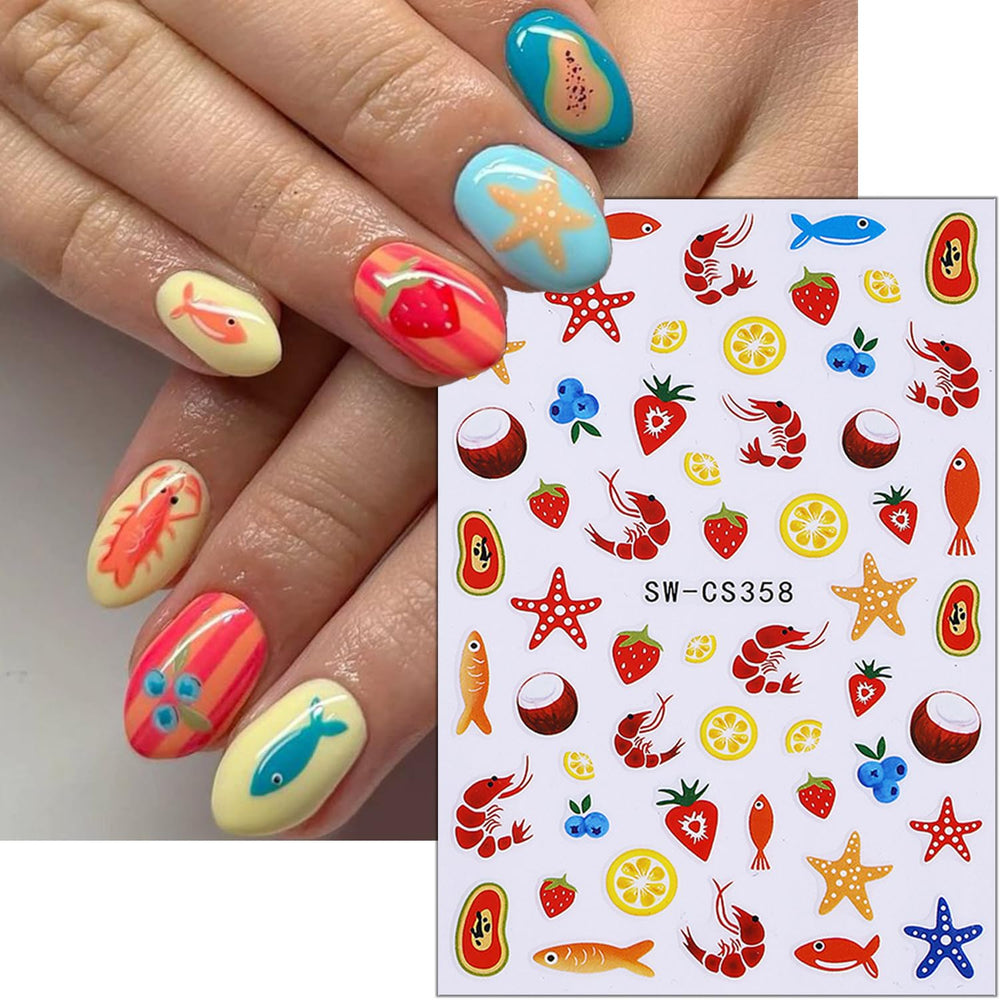 FDSQHSA close-up of sheet patterns highlighting colorful fish and fruit decals