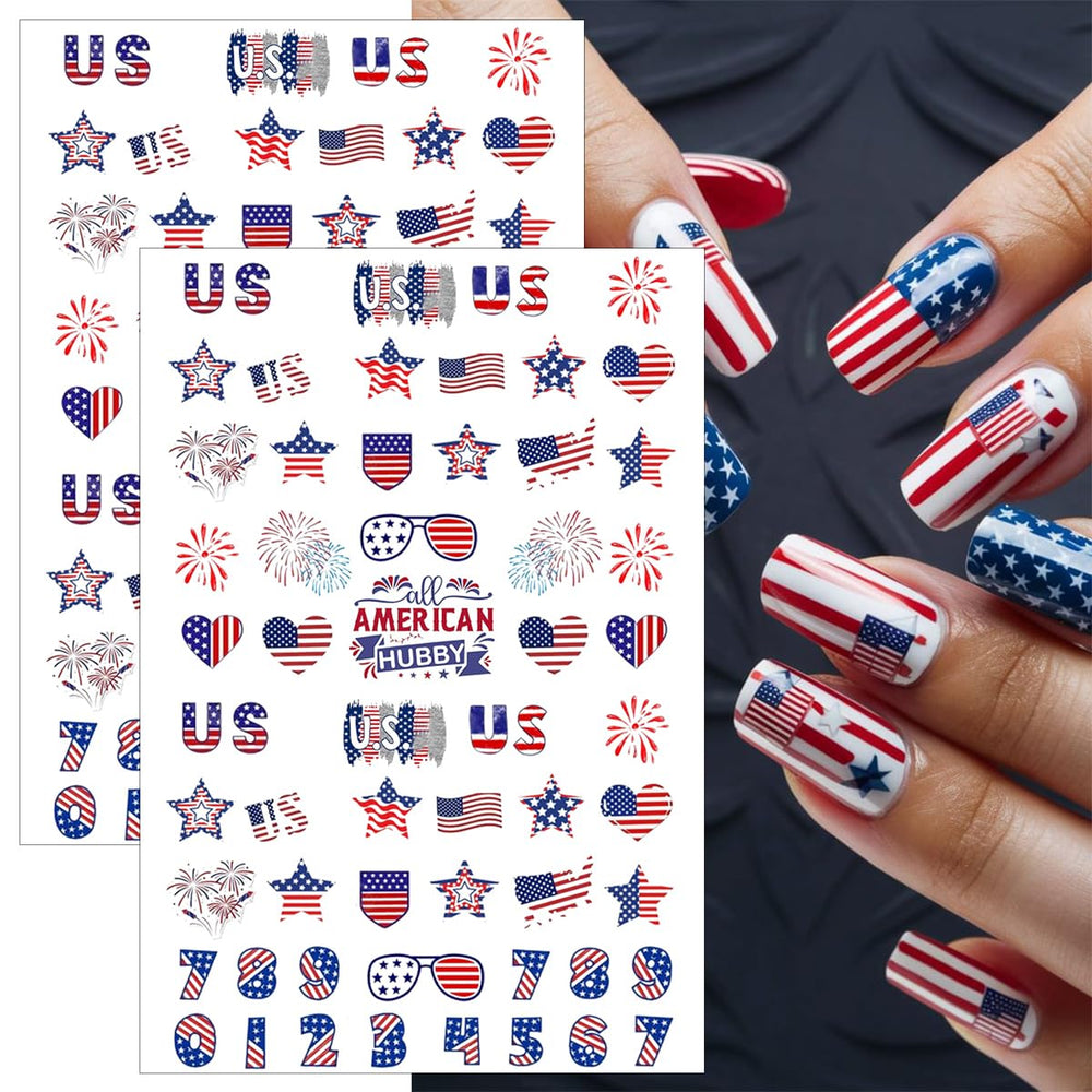 FDSQHSA stickers applied to acrylic press-on nails demonstrating salon finish