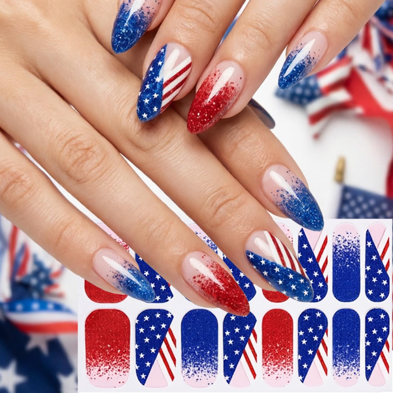 FDSQHSA completed patriotic manicure on fingernails showing festive look benefit