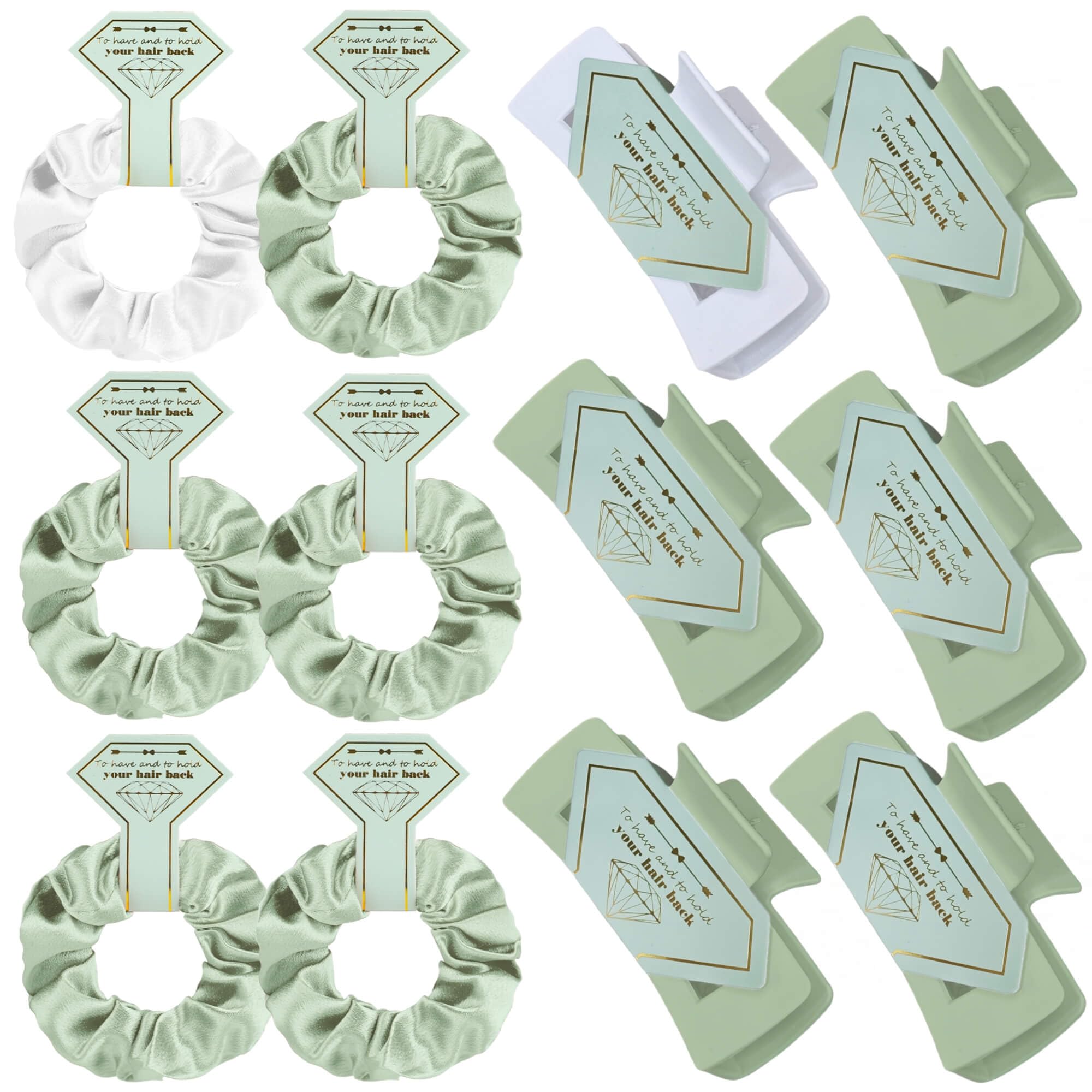 Featch front packaging showing white and sage accessories and elegant presentation benefit keepsake