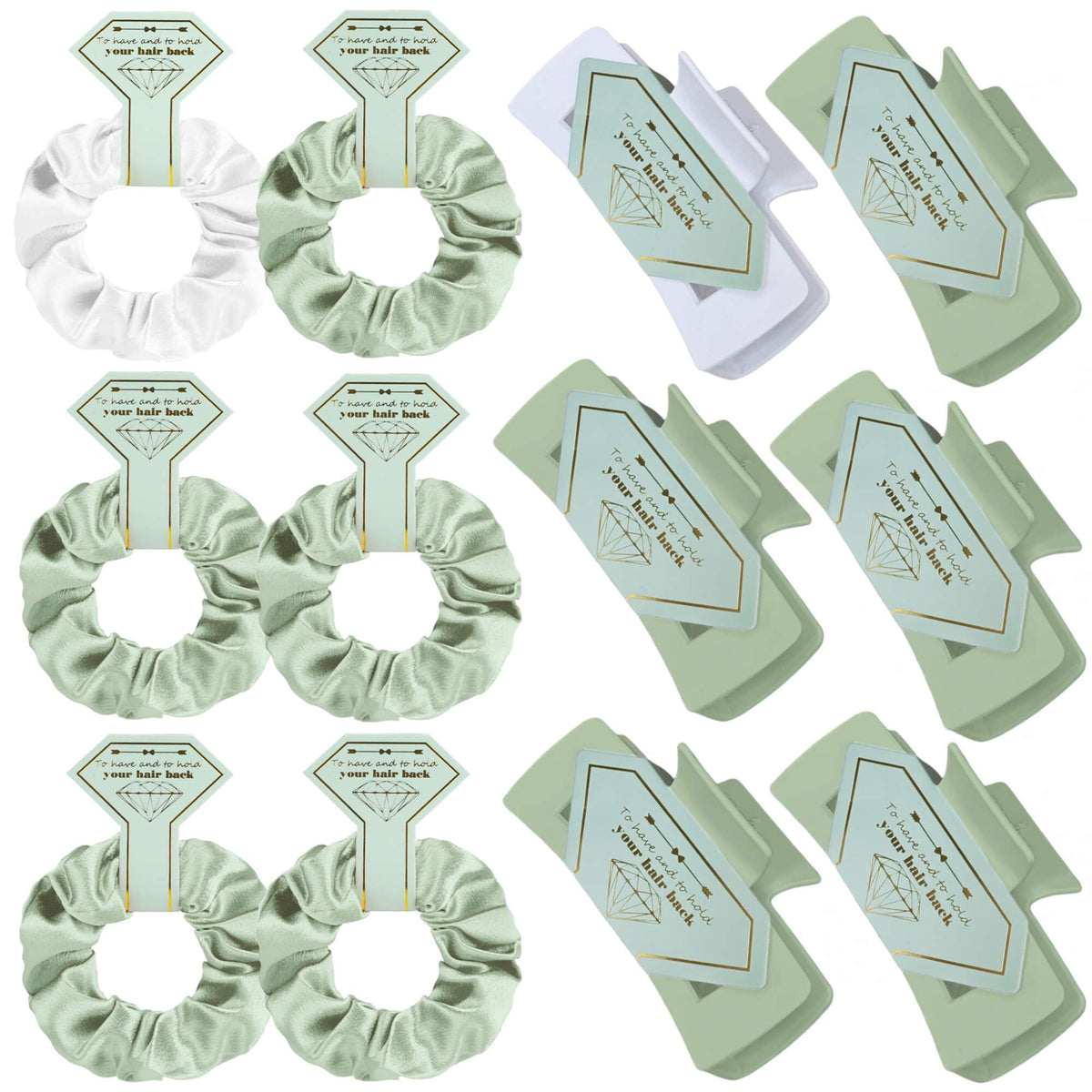 Featch front packaging showing white and sage accessories and elegant presentation benefit keepsake