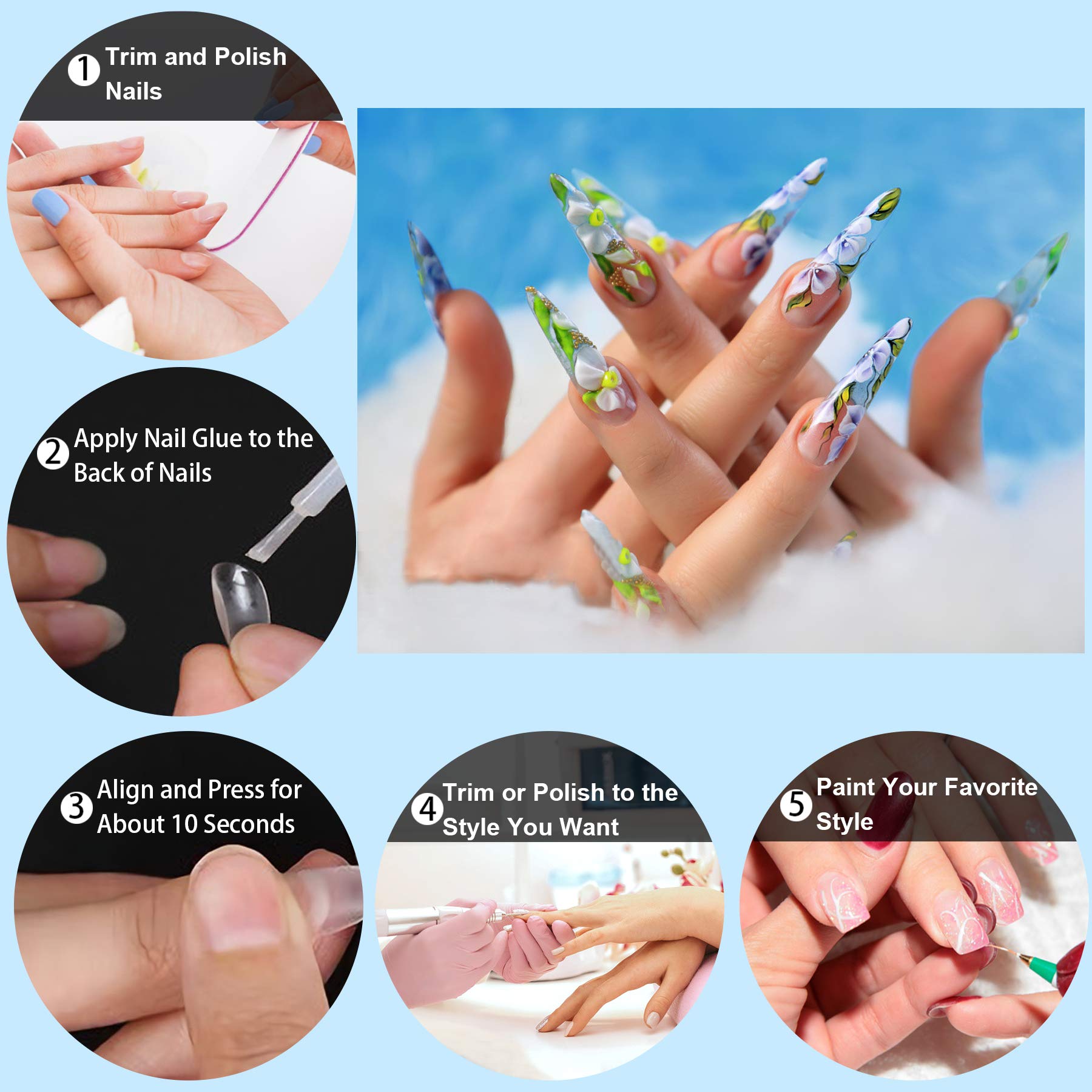 FEBSNOW application in progress with tip pressed on nail, secure adhesion benefit
