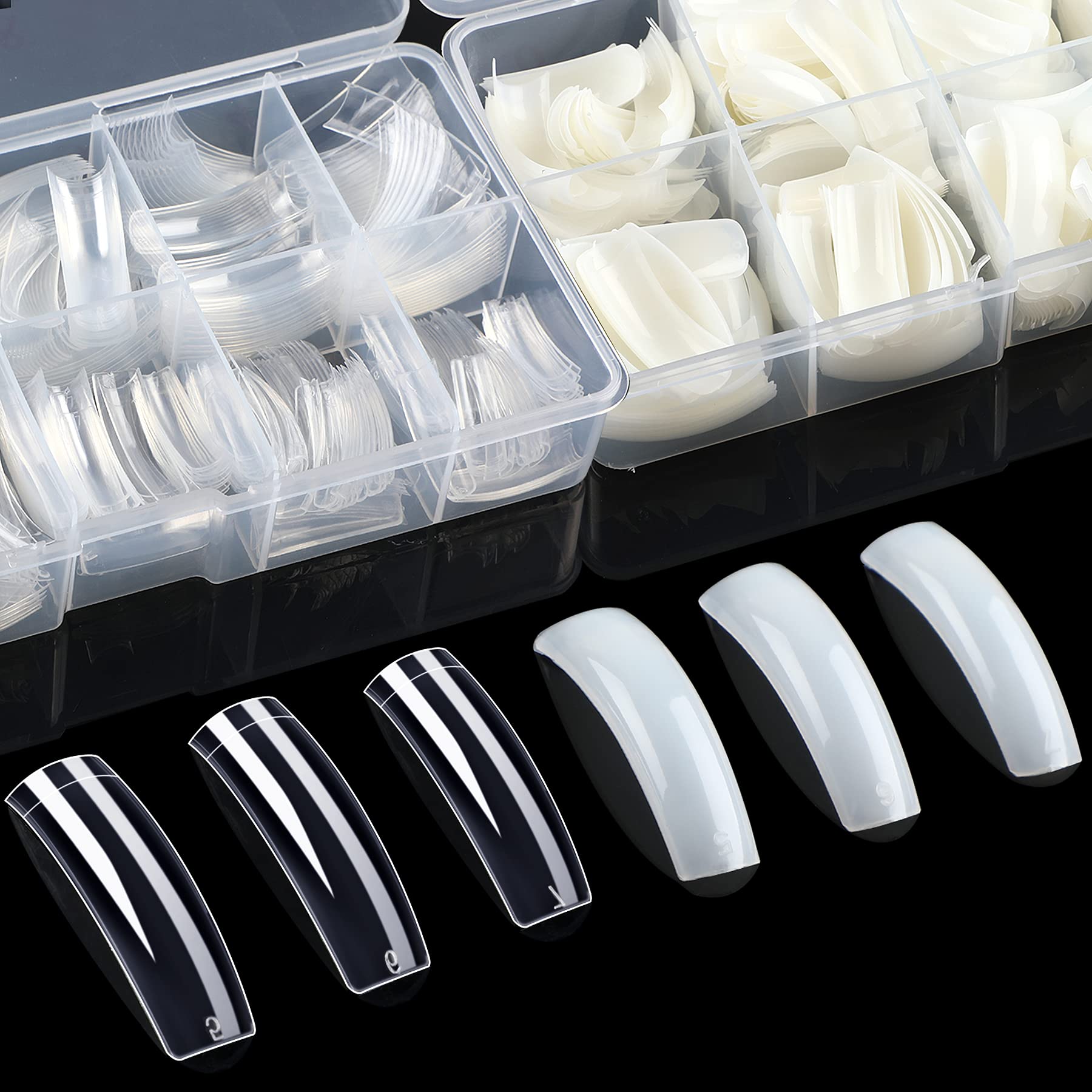 FEBSNOW front packaging showing 1000-piece nail tip set and box, organized for convenience
