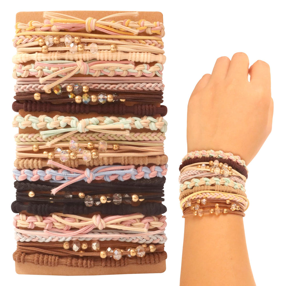 FECASIMY front packaging showing 20 boho hair ties, organized and colorful for easy selection