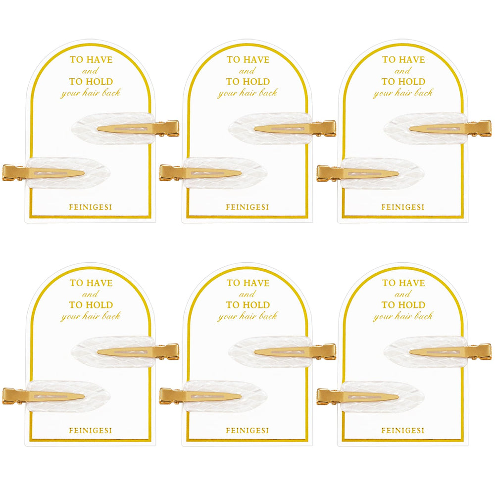 FEINIGESI front packaging showing six cards of white creaseless clips and neat presentation benefit