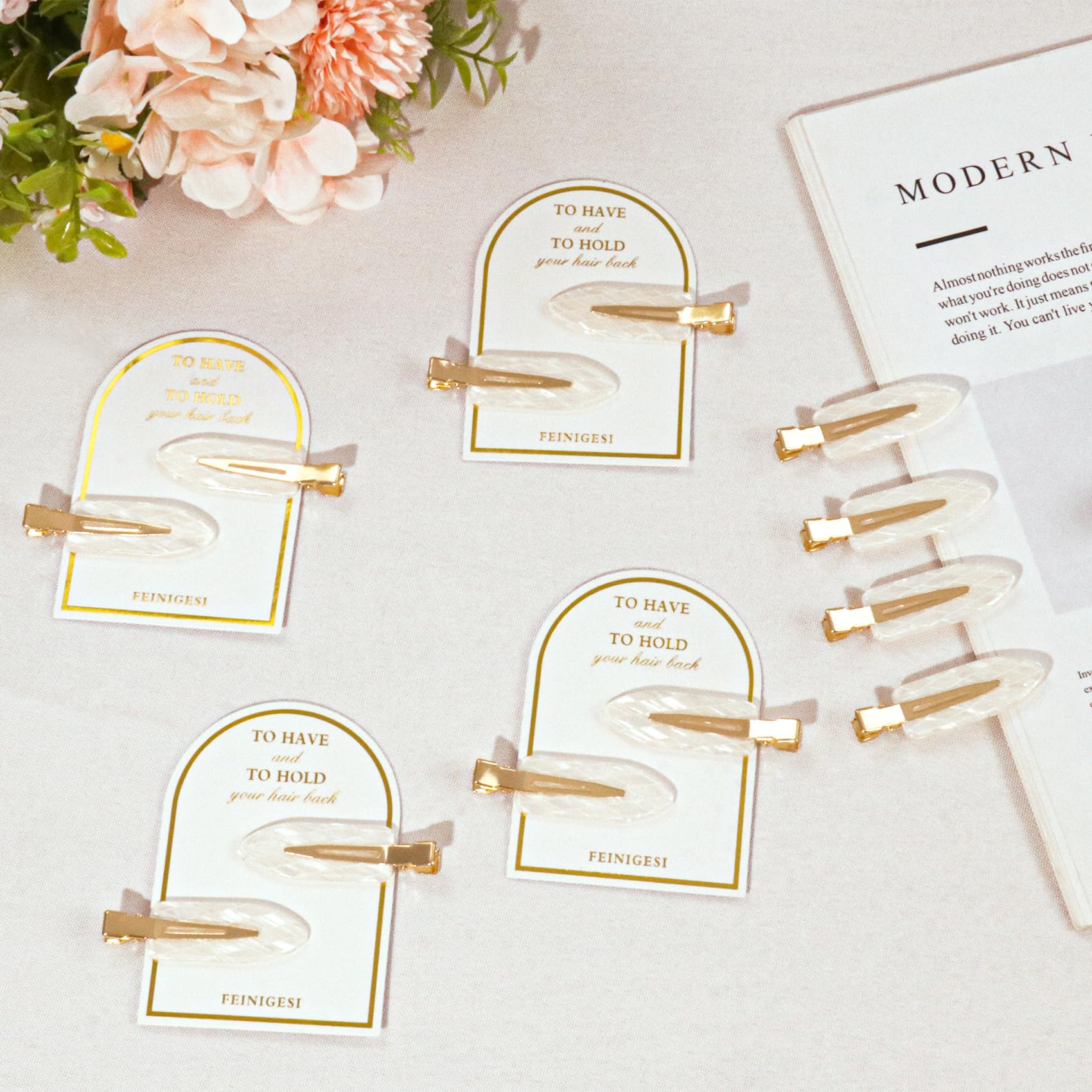 FEINIGESI clips on a bridal vanity demonstrating elegant accessory for special occasions benefit