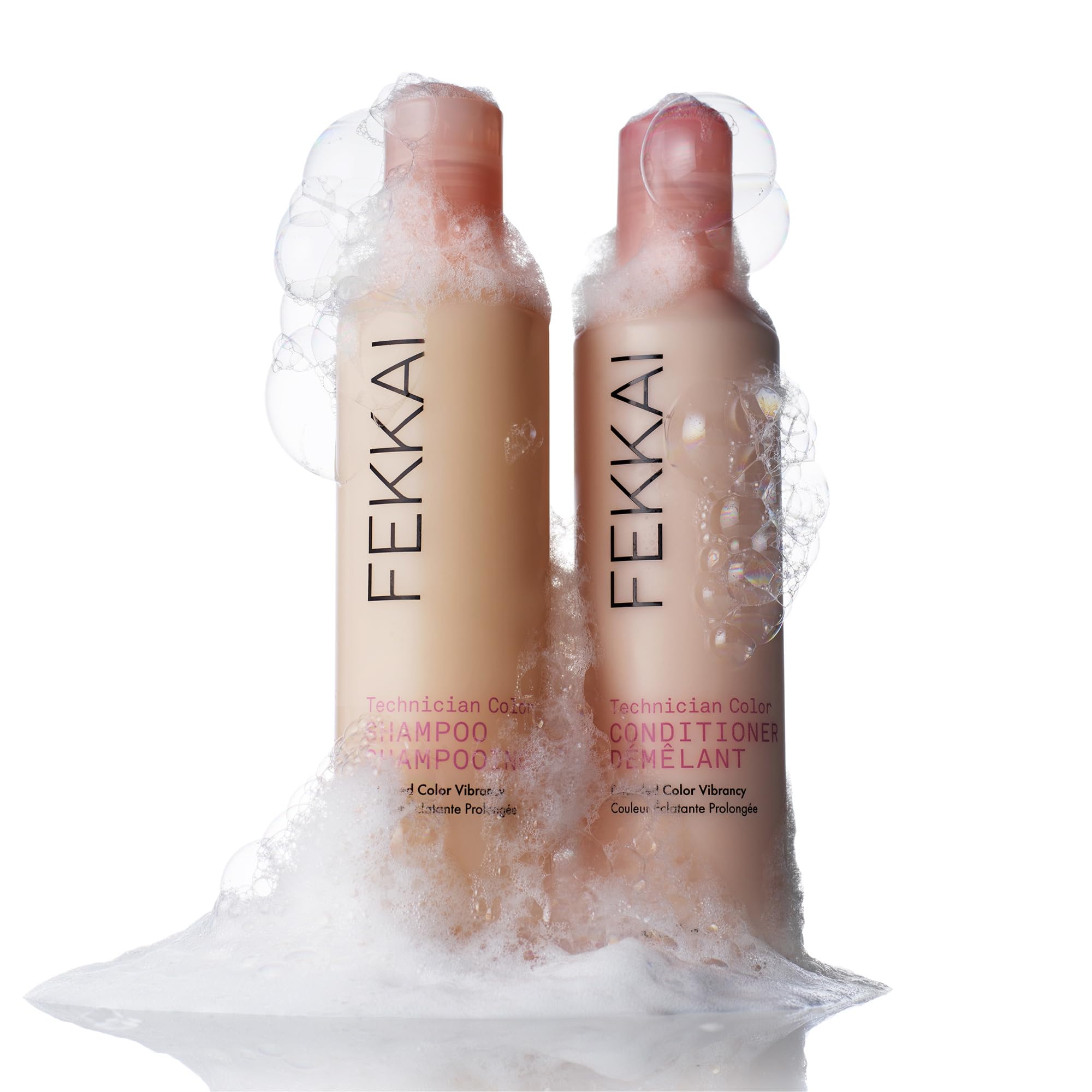 FEKKAI bottle on bathroom shelf lifestyle scene promoting on-the-go color care