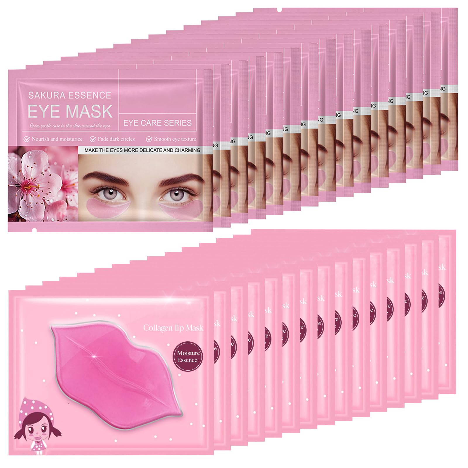 Felico front packaging shows set of lip and sakura eye masks and benefits