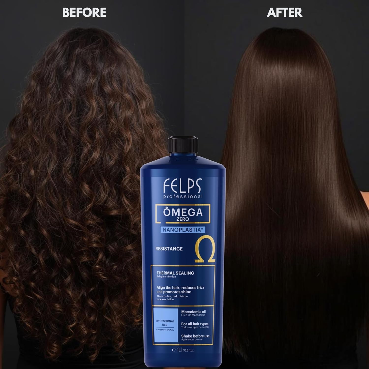 Felps Professional Omega creamy texture being poured showing coverage benefit