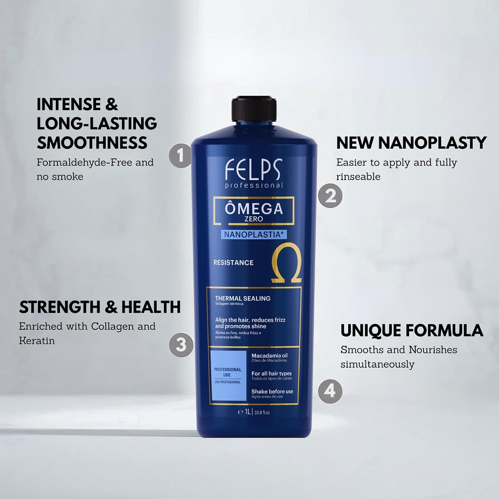 Felps Professional before and after hair results showing reduced frizz