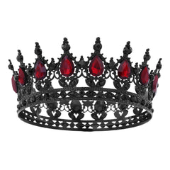 Feltent black crystal crown front view shows regal design and wearable elegance