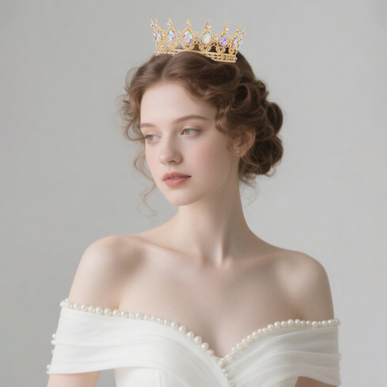 Feltent crown in wedding setting adding photogenic sparkle to attire