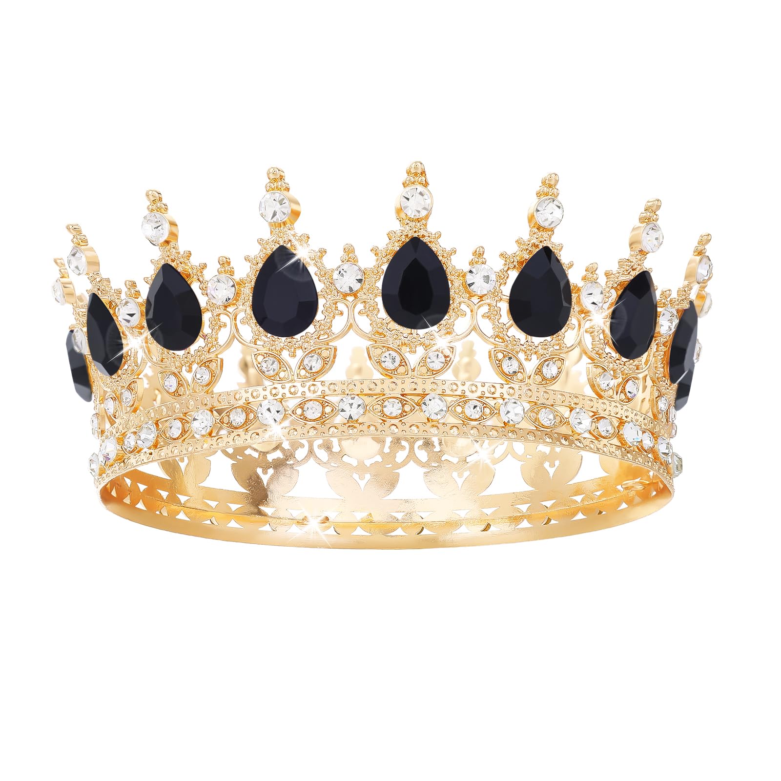 Feltent front view black crown showing regal shape and photo-ready sparkle