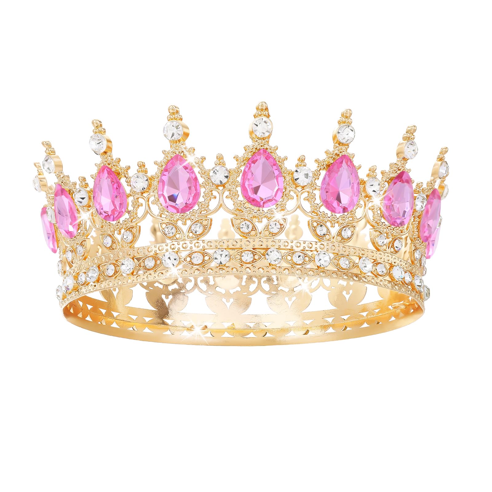 Feltent front view pink crown showing elegant shape and instant glamour