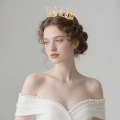 Feltent gold crown lifestyle tableau on a dressing table suggesting elegant party styling