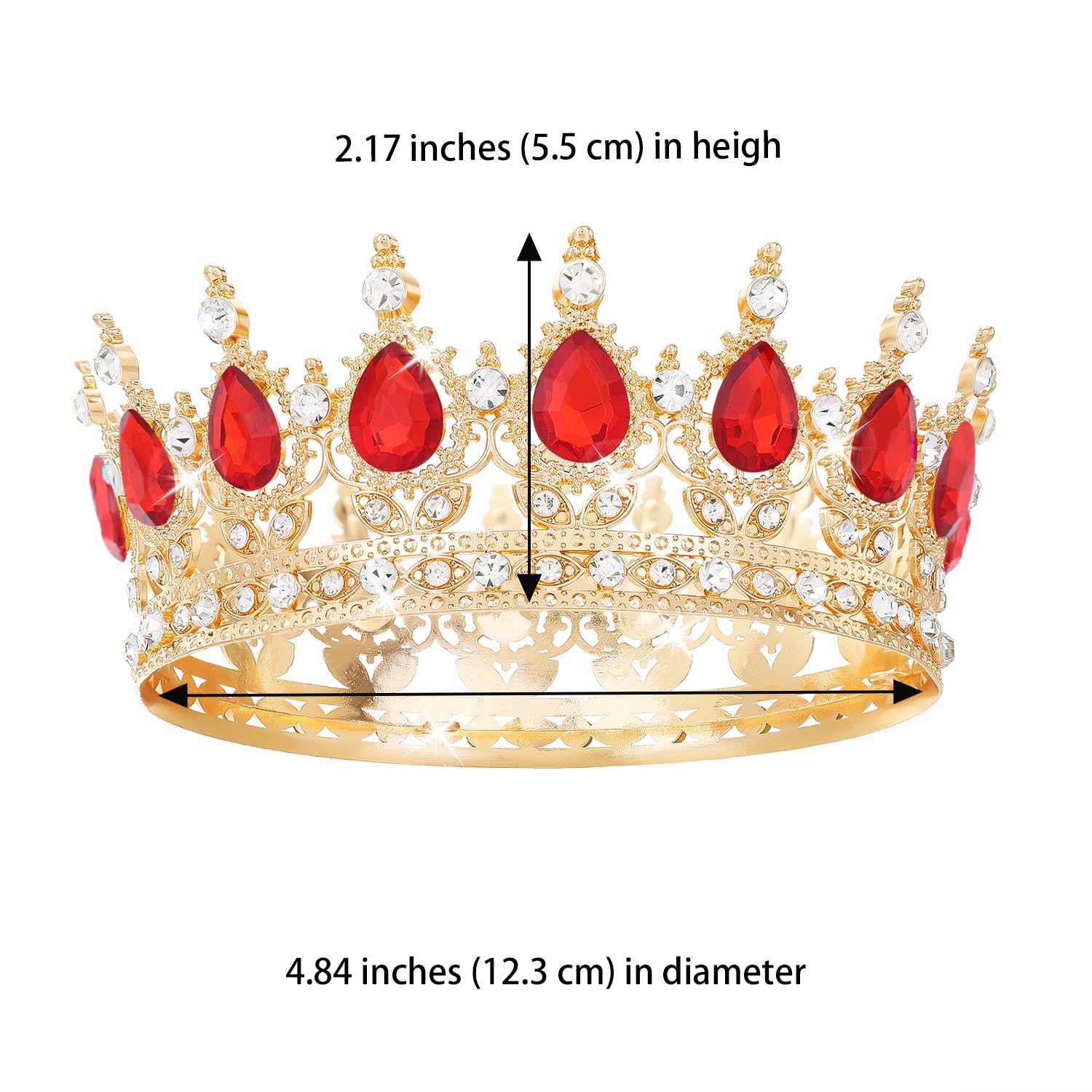 Feltent red crown close-up crystals highlighting fine rhinestone detail benefit: photo-ready shine