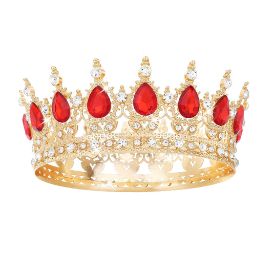 Feltent red crown front view showing ornate crystals and regal silhouette benefit: standout sparkle