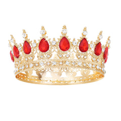 Feltent red crown front view showing ornate crystals and regal silhouette benefit: standout sparkle