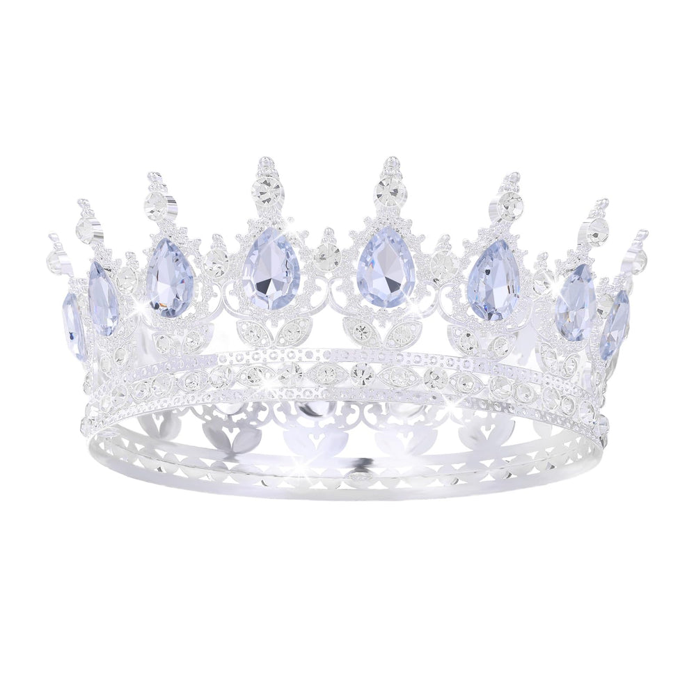 Feltent silver crown front view showing regal shape and elegant sparkle for photos