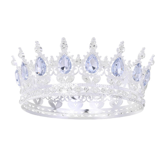 Feltent silver crown front view showing regal shape and elegant sparkle for photos
