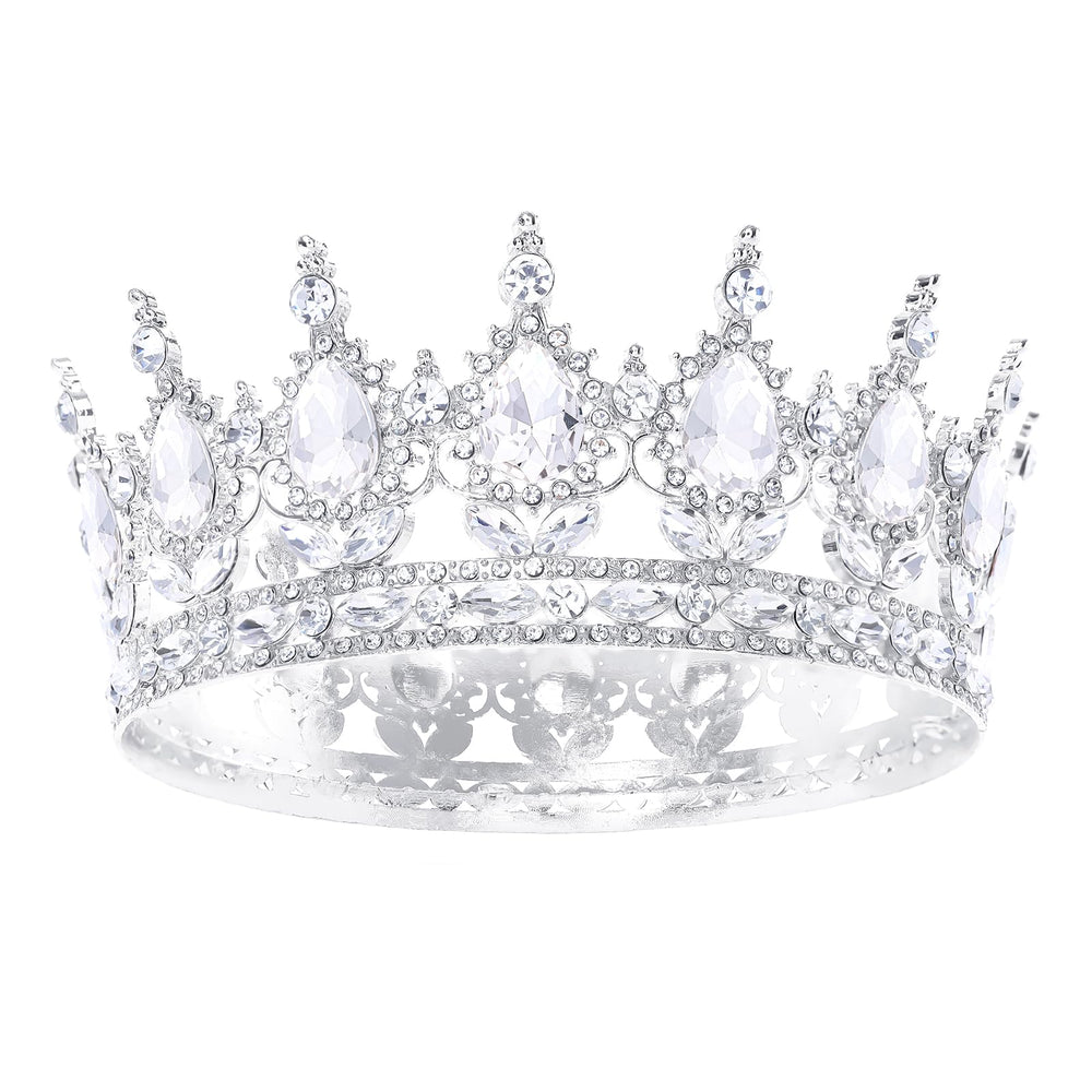 Feltent tiara front view showing elegant rhinestone sparkle and regal silhouette
