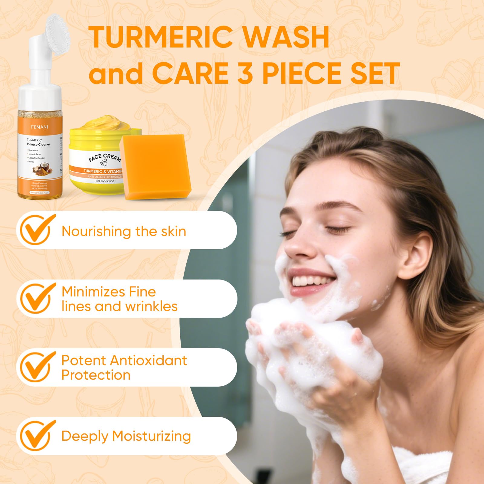 femani cream texture swatch showing lightweight turmeric vitamin C hydration