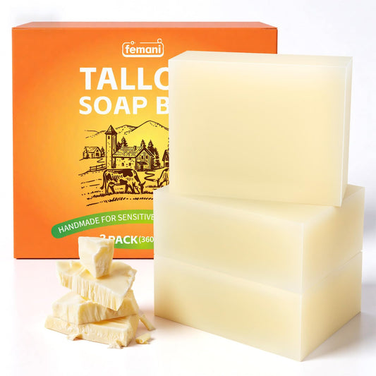 femani front packaging shows unscented tallow soap, clear ingredient focus and gentle cleanse
